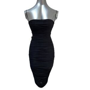House of CB Ruched Bodycon Mini Dress Women's Size XS Black